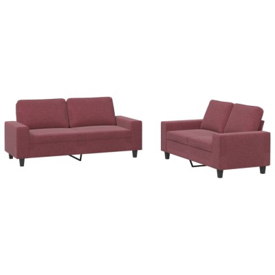 Set de canapea, 2 piese, rosu vin, material textil foto