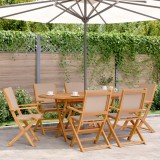 VidaXL Set mobilier de grădină 7 piese textil taupe/lemn masiv