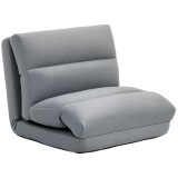 HOMCOM Fotoliu de podea canapea leneșă fotoliu convertibil &icirc;n pat inclinabil 90&deg; la 180&deg; material textil - 70l x 72A x 56&Icirc; cm - gri | Aosom Romania