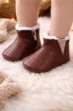 Cizmulite maro inchis imblanite pentru bebelusi - Simply (Marime Disponibila: