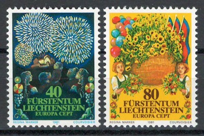 Liechtenstein 1981 764/65 MNH nestampilat - Europa: folclor foto