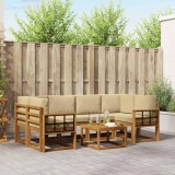 vidaXL Set de canapele de exterior cu pernă 7 pcs Natural și Bej 3366091