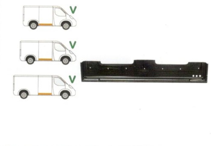 Panou reparatie usa Mercedes 207-410 Din 1977-1995, Partea Dreapta, Fata,usa culisanta , jgheab inferior