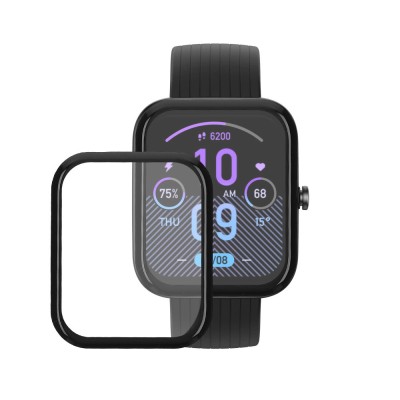 Set 2 Folii de protectie Kwmobile pentru Amazfit Bip 3 Pro, Transparent/Negru, Polimer, KWM000024VI001C foto