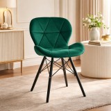 Cumpara ieftin Scaun Leobert Stil Scandinav Lago Velvet, Catifea Verde, Picioare Lemn Fag, 47x52x73.5 cm, Rezistent si Elegant
