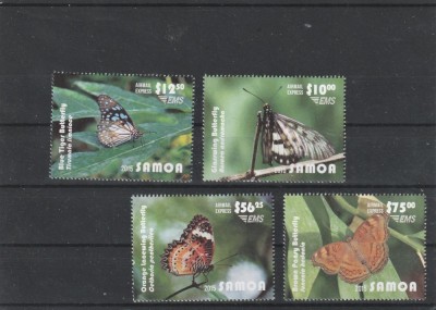 Samoa 2015 - Fauna , Insecte , Fluturi , serie 4 valori , dantelate , MNH , Mi. 1259-1262 , cota 120 foto