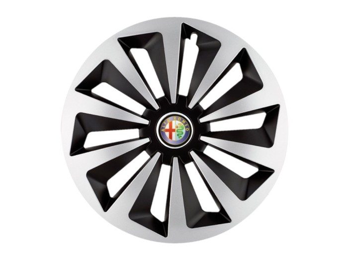 Set 4 capace roti Fox Gri-Negru R15 pentru gama auto Alfa Romeo