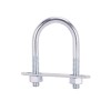 Brida Zincata Prindere Panou Gard, Stalpi 60mm, Placuta + Piulite, Otel, Colier U, Montaj Rapid