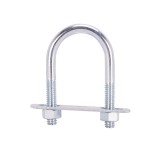 Brida prindere panou gard zincata cu placuta si piulite pentru stalp 60 mm