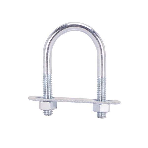 Brida prindere panou gard zincata cu placuta si piulite pentru stalp 42,4 mm