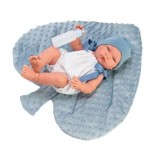 Cumpara ieftin Bebelus Asivil - Pablo cu caciulita si pernuta inima albastra, 43 cm