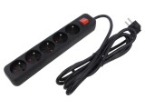 Prelungitor alimentare LANBERG 3x1mm2 5 prize 1,5m 10A negru