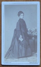 Foto Franz Duschek pe carton, secol 19, doamna din inalta societate