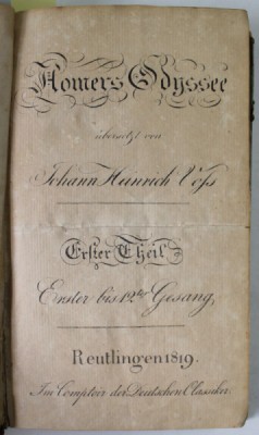 HOMERS ODYSEE , VOLUMELE I - II , COLIGAT , 1819 , TEXT IN GERMANA CU CARACTERE GOTICE foto