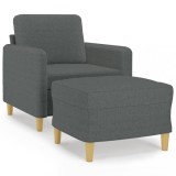 Cumpara ieftin Fotoliu canapea cu taburet, gri inchis, 60 cm, textil