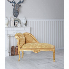 Sofa din lemn masiv auriu cu tapiterie din matase aurie CAT508A06