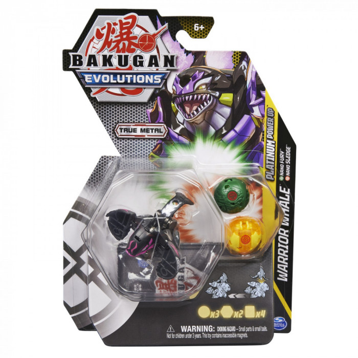 Set 3 figurine Bakugan Evolutions Platinum Power Up - Warrior Whale, Nano Fury si Nano Sledge