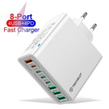 Incarcator Telefon 4 x USB, 4 x USB Tip C, Fast Charging, 65W Techsuit