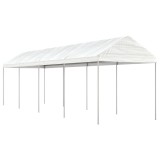 Foișor Gradina vidaXL, Alb, 8.92x2.28x2.69 m, Polietilenă, Cadru Fier, Protectie UV, Pavilion Evenimente, Cort Umbra