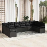 Cumpara ieftin Set de canapele pentru gradina 10 buc. Negru poliratan