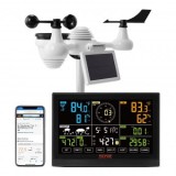 Statie meteo wireless VEVOR Wi-FI, afisaj color, temperatura, umiditate, viteza vantului/directie, prognoza, alarma, IP67