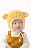 Caciulita galben mustar pentru bebelusi cu urechiuse - Happy (Marime