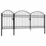 VidaXL Poartă de gard de grădină cu arcadă, negru, 2,25 x 4 m, oțel 144369