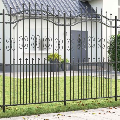 vidaXL Gard de Grădină Gri 215 cm Oțel vopsit &amp;icirc;n pulbere 42003967 foto