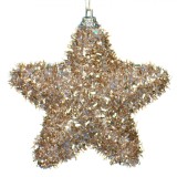 Ornament Crăciun, Stea Spumă, Glitter, Bej șampanie, 9cm