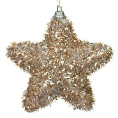 Ornament Crăciun, Stea Spumă, Glitter, Bej șampanie, 9cm