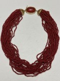 COLIER CORAL - Natural - Mare - Format din 20 siraguri mici - 45cm - Vintage !