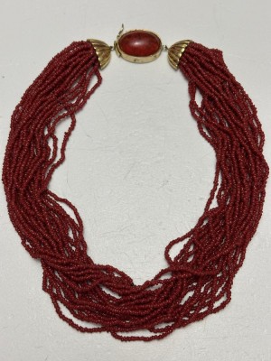 COLIER CORAL - Natural - Mare - Format din 20 siraguri mici - 45cm - Vintage ! foto
