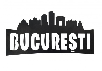 Sigla metalica Bucuresti cu suport foto