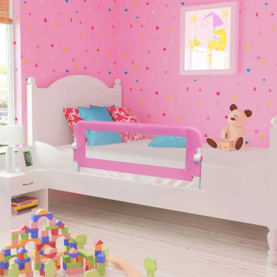 vidaXL Balustradă de protecție pat copii, roz, 120x42 cm, poliester foto