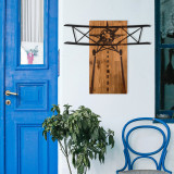 Decoratiune de perete, Vecivi, lemn/metal, 68 x 58 cm, negru/maro, Enzo