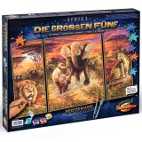 Kit pictura cu numere - Triptic - Africa Big Five Heroes, 50x80 cm | Schipper
