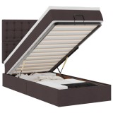 Cumpara ieftin Pat otoman cu saltea si LED-uri, maro inchis, 90x200 cm, textil