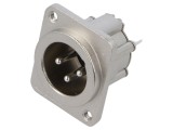 Conector XLR AMPHENOL AX3MDV-M3 3 pini 15A 133V IP40 drept pentru lipire