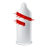 Prezervativ stimulator EGZO Dragon Lord&rsquo;s Red - Soft, cu texturi proeminente, din latex, diametru 52 mm, 1 buc.