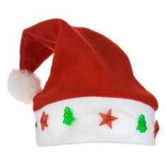 Căciulă LED Multicolor, Pompon Alb, Unisex, 25x34 cm