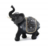 Statueta Black Elephant Silver din rasina, Negru, 14cm ComfortTravel Luggage, Ella Home