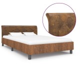 Cumpara ieftin Cadru de pat, maro, 140 x 200 cm, piele intoarsa ecologica