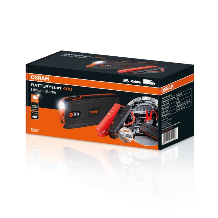 Acumulator extern jump starter Osram BATTERYstart 400, 16800 mAh ,LiCoO2 , timp incarcare 4H, mufa Micro-USB