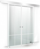 Usa culisanta Boss &reg; Duo model Club alb, 60+60x215 cm, sticla Gri securizata, glisanta in ambele directii, Modern Glass Art