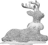 Decoratiune ren sezand de Craciun MagicHome, argintie, 19x17 cm