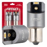 Becuri auto LED AMiO Full Canbus PRO PY21W, 2x1860 SMD, lumina portocalie amber, 12V/24V, set 2 bucati, pentru soclu PY21W
