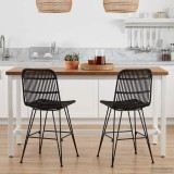 vidaXL Scaun de dining 2 pcs Negru 41 x 55 x 85 cm Rattan și oțel 42033207