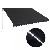 Cumpara ieftin Copertina retractabila manual cu LED, antracit, 450 x 300 cm
