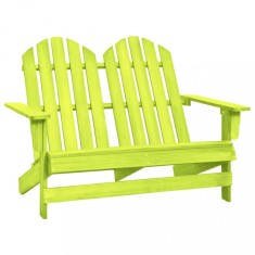 Scaun de grădină Adirondack cu 2 locuri, verde, lemn de brad