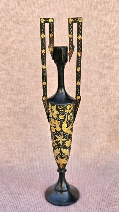 OBIECT DECORATIV VECHI IN FORMĂ DE AMFORĂ STILIZATĂ, TEHNICA DAMASCENE